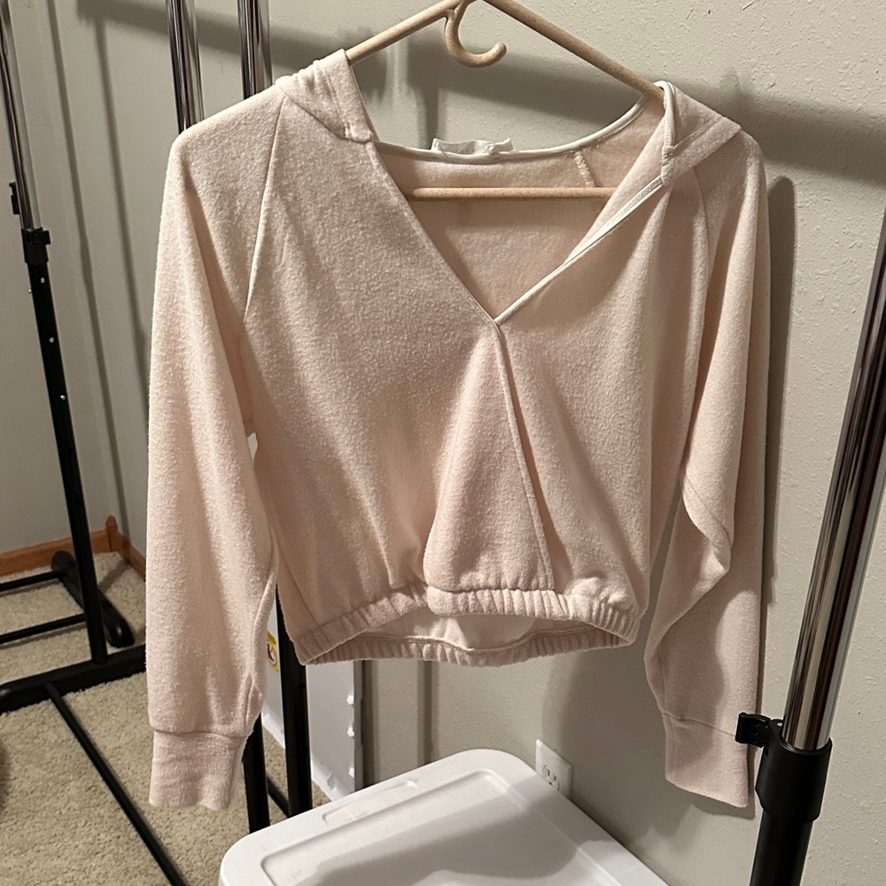 Lush Cream V-Neck Hoodie